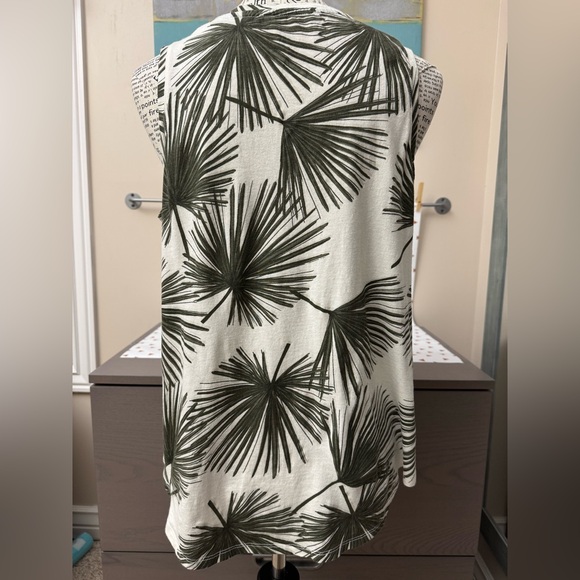 Women's a new day Tank Top Green Palm Fronds Pink PARADISE embroidery Vacation L - Picture 3 of 7